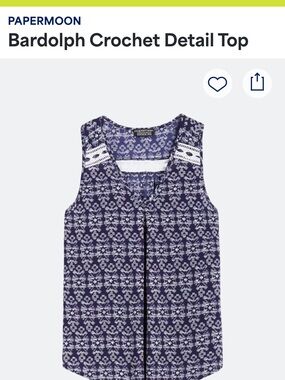 PAPERMOON Bardolph Crochet Detail Top — Navy Pattern